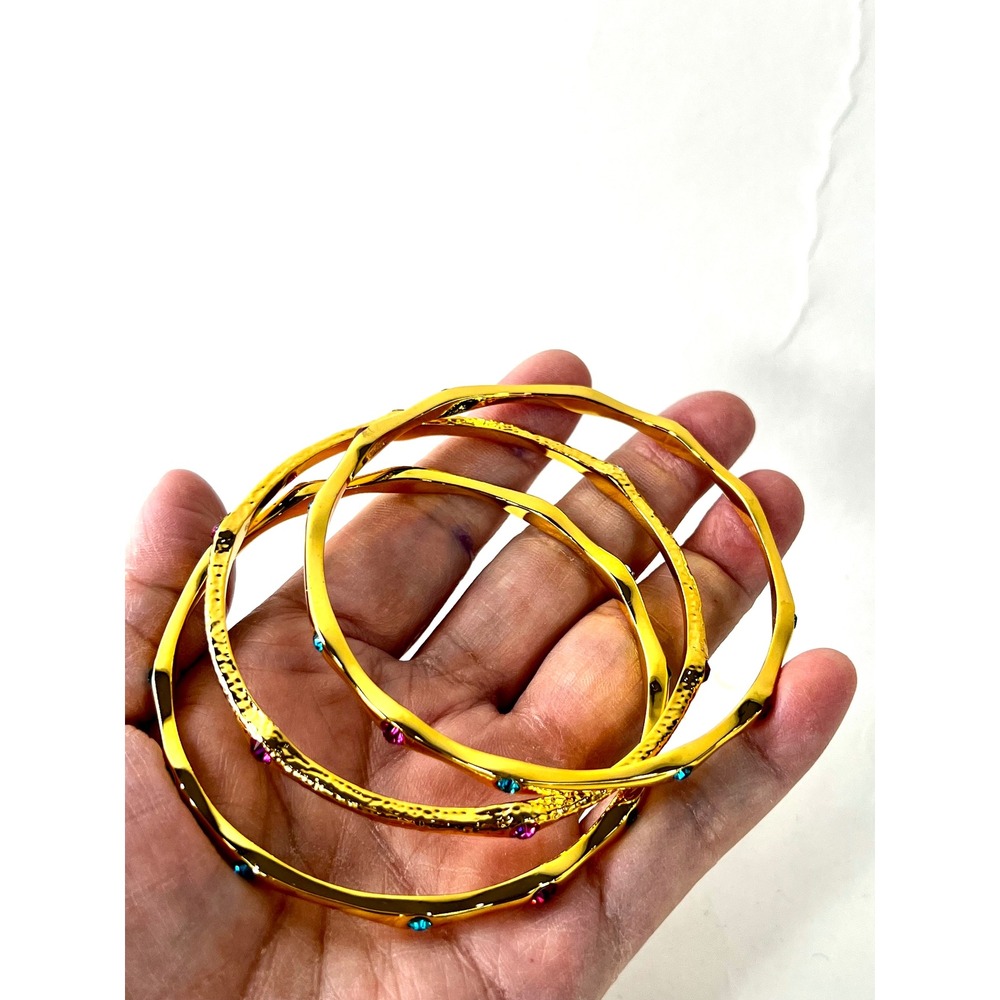 Joan Rivers Rhinestone Bangle Bracelet Set 3 Piece Multi Color Stackable Jewelry - Picture 6 of 11